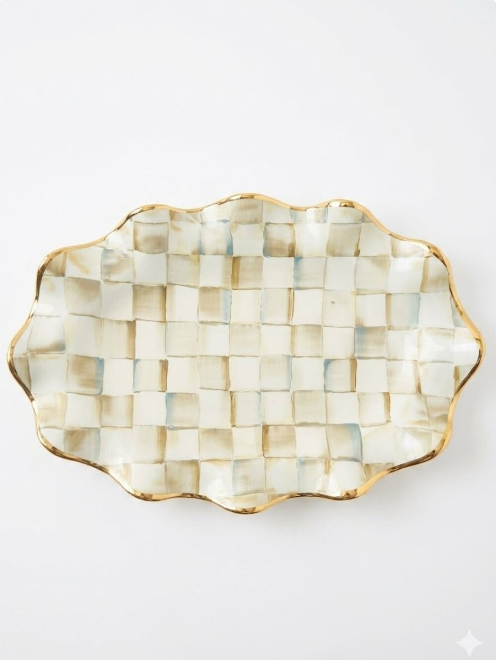 Mackenzie Childs Parchment Check Ceramic Serving Platter